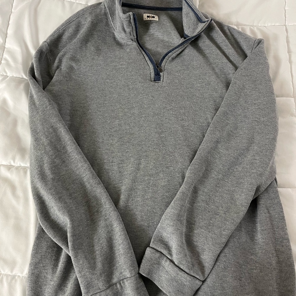 Joseph Abboud Gray Half-Zip Sweater with Navy Trim